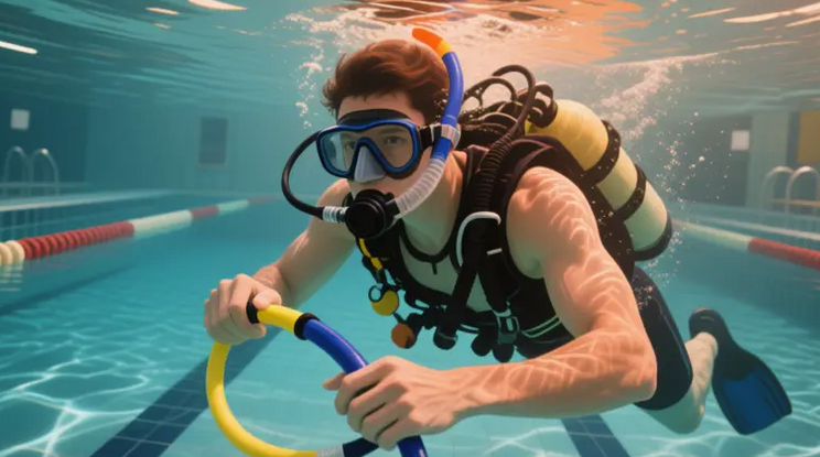 Latihan Diving di Kolam Renang Dalam