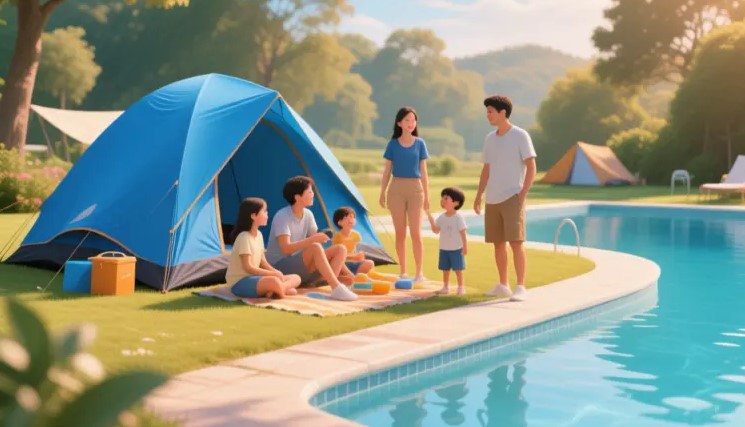 Manfaat Berkemah di Tepi Kolam Renang