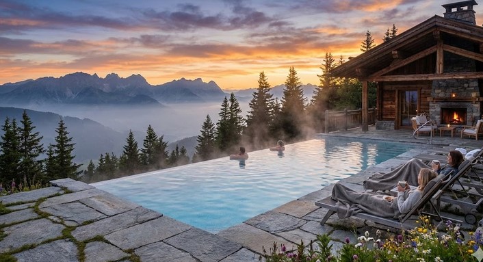 kolam renang nuansa puncak gunung