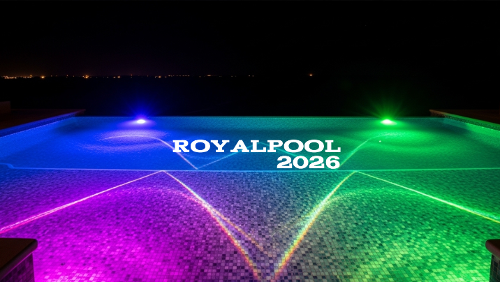 Inspirasi pencahayaan lampu LED warna-warni di kolam renang modern